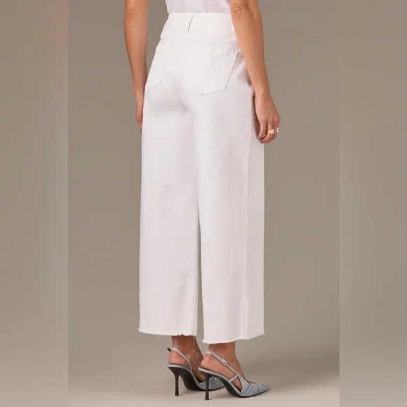 Wit & Wisdom WHITE WYATT SKYRISE FRAY HEM WIDE LEG BOYFRIEND JEANS - Picture 3 of 5